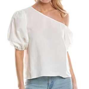 Crosby By Mollie Burch NWT White Asymmetrical Linen Palmer Top